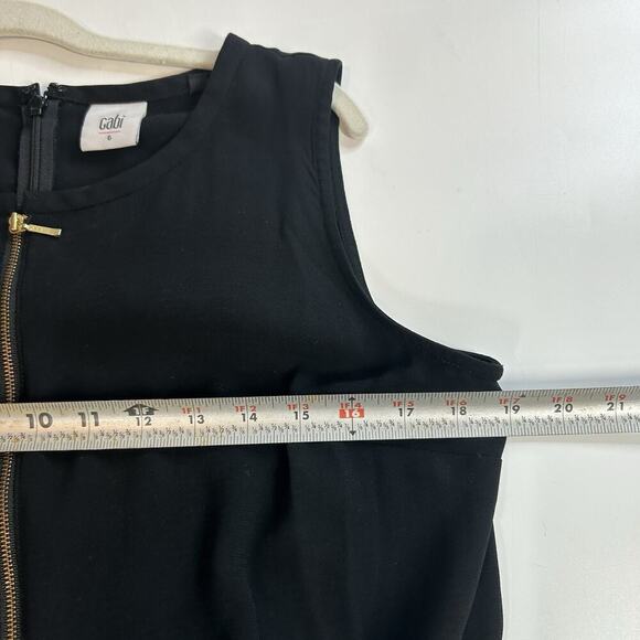 Cabi Black Grace Sleeveless Jumpsuit Size 6 Gold Zipper With Pockets Minimalist - Picture 9 of 11